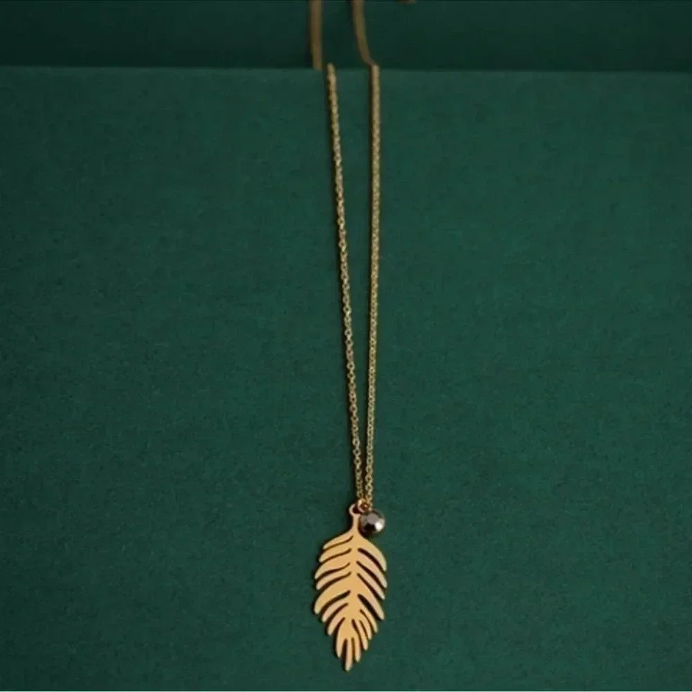 Palm Leaf Necklace Summer Beach Gold Boho 18k Gold